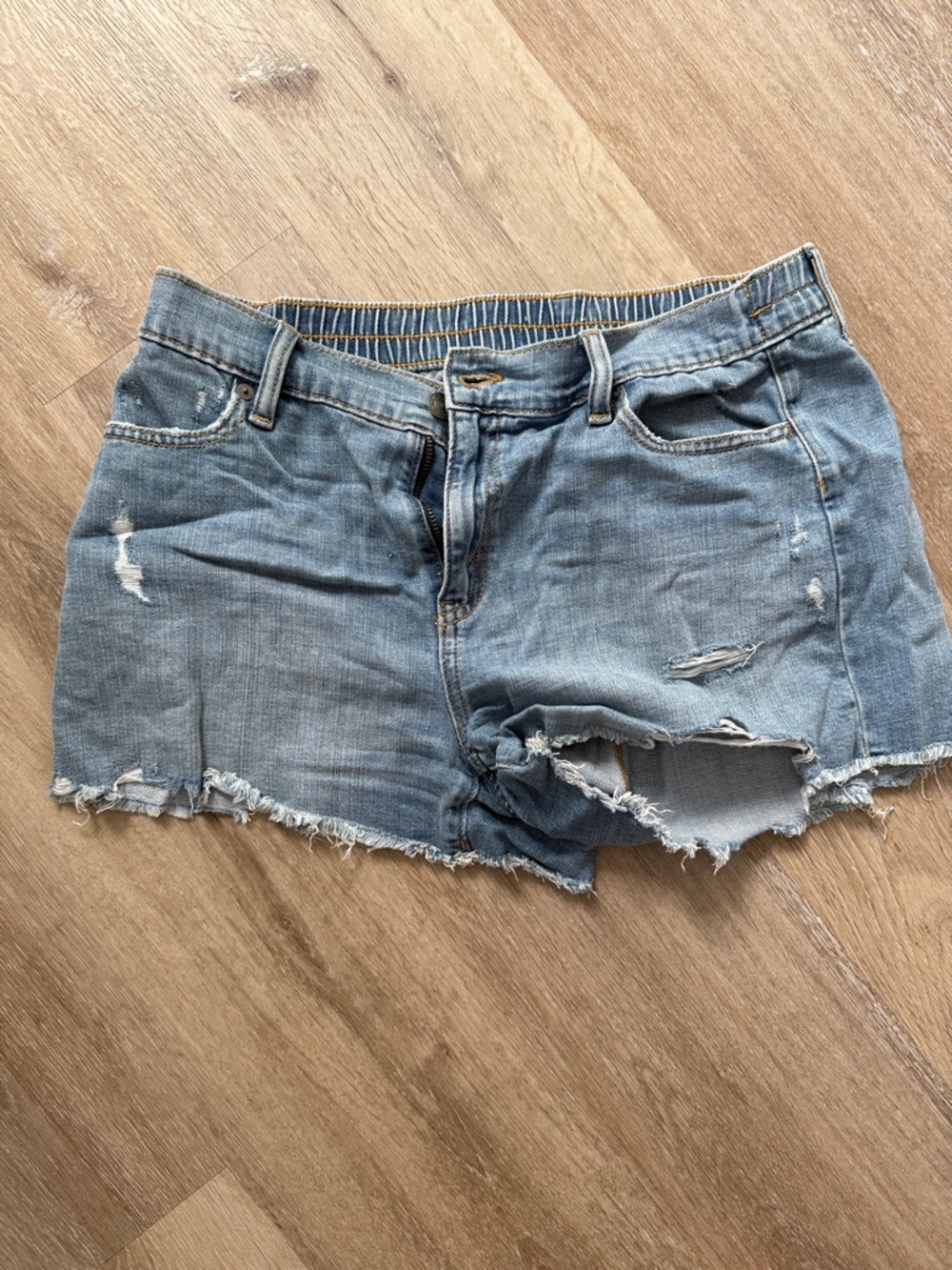 aerie Distressed Light Blue Denim Jean Shorts
